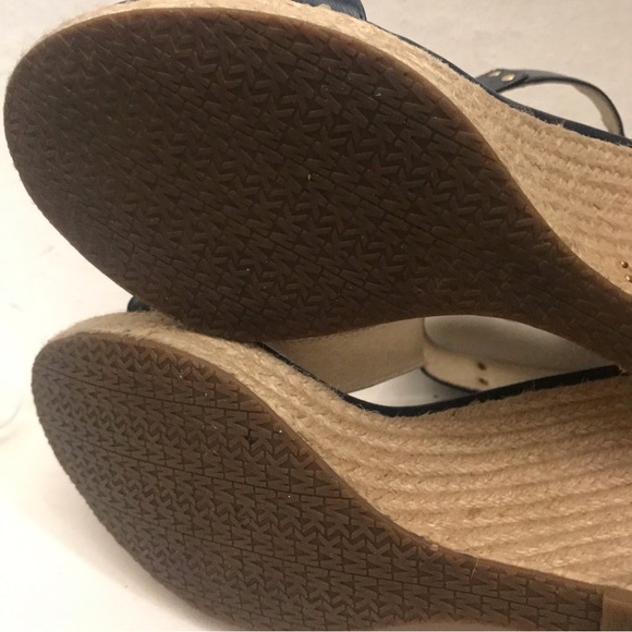 MICHAEL Michael Kors Sandals Navy Leather Espadrille Wedge Size 7 NIB - Picture 15 of 15